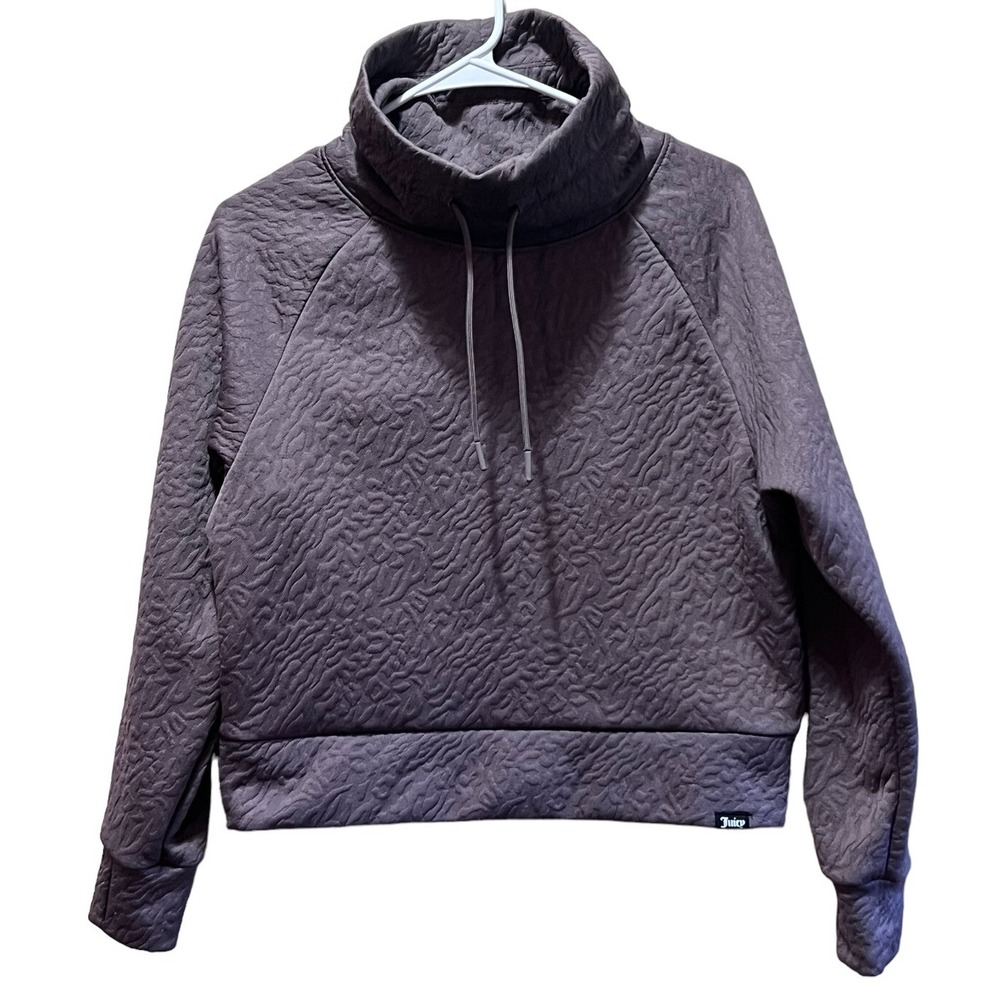 Juicy Couture Sport Womens Textured Pullover Funnel Womens Size S Grey Purple